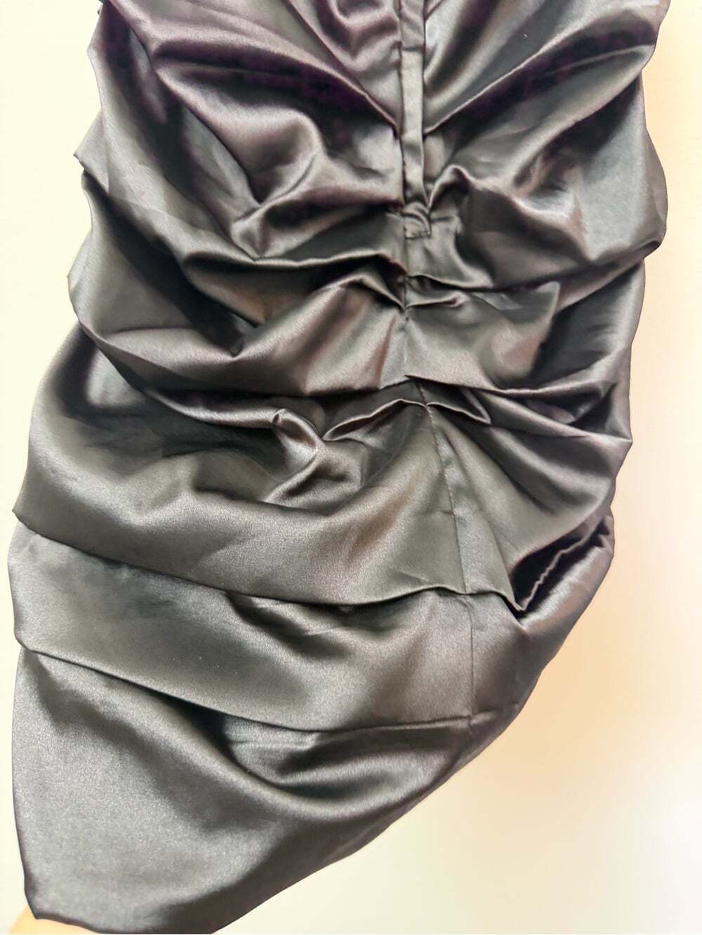 Le Château Black Strapless Ruched Satin Cocktail Dress Made in Canada M - Picture 6 of 7